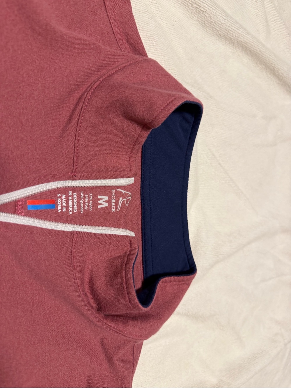 Rhoback Men's Burgundy Quarter-Zip with Navy Inner Collar